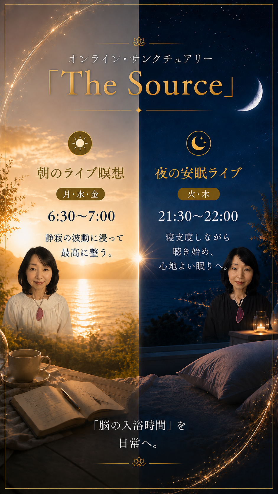 オンライン・サンクチュアリー The Source 朝のライブ瞑想 夜の安眠ライブ
