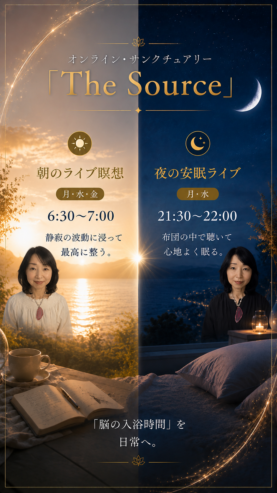 オンライン・サンクチュアリー The Source 朝のライブ瞑想 夜の安眠ライブ